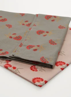 LOT DE 2 TORCHONS EN COTON IMPRIMÉS MOTIF FLEURS MULTICOLORE