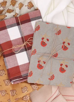 LOT DE 2 TORCHONS EN COTON IMPRIMÉ MOTIF VÉGÉTAL MULTICOLORE