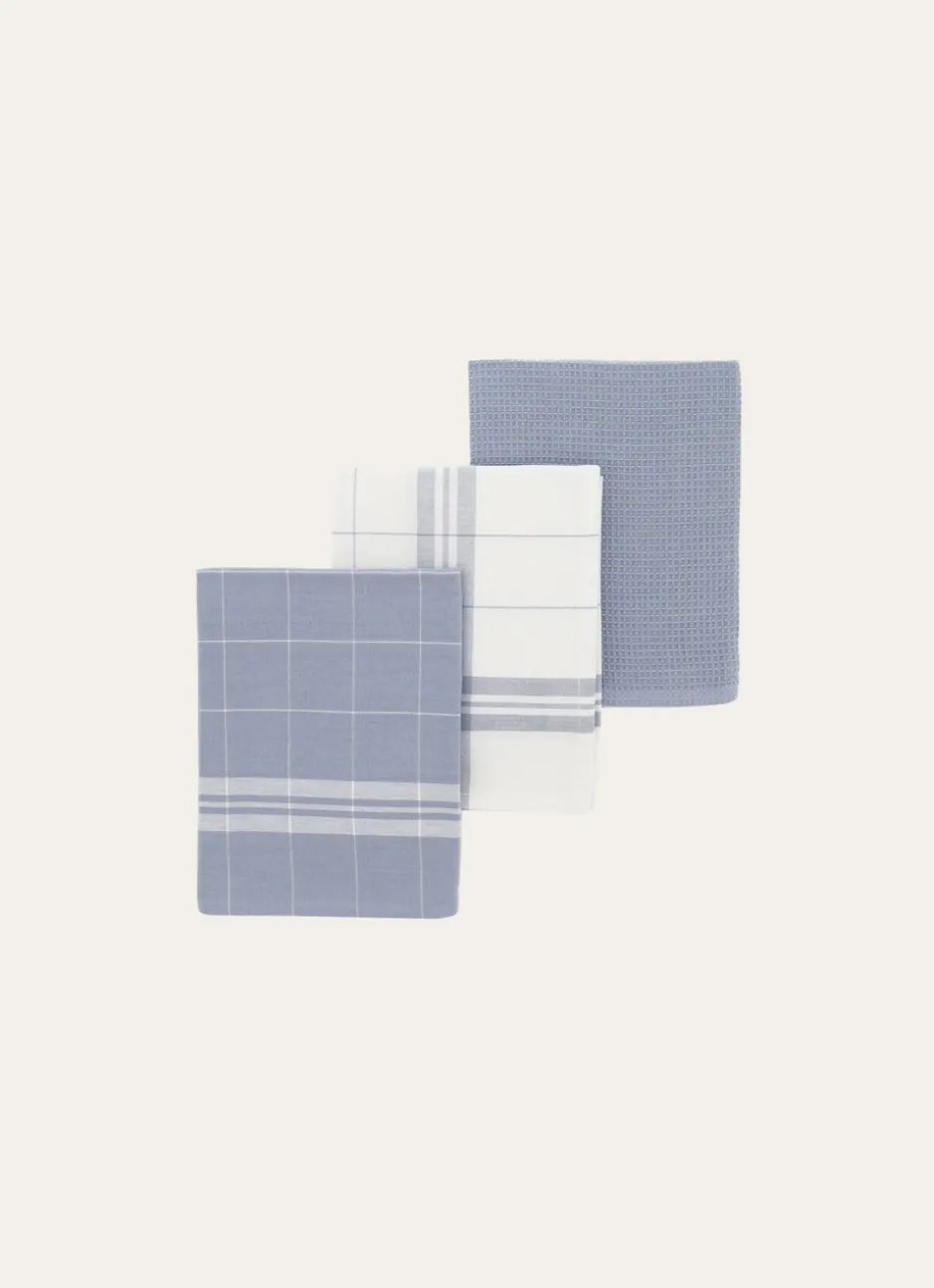 LOT DE 3 TORCHONS EN COTON TOURTERELLE