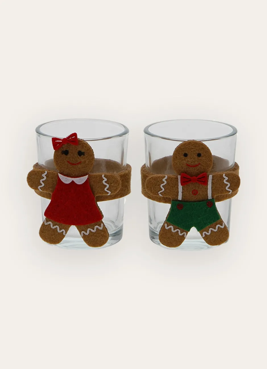 LOT 2 PHOTOPHORES DE NOËL MR & MME PAIN D'ÉPICES BRUN