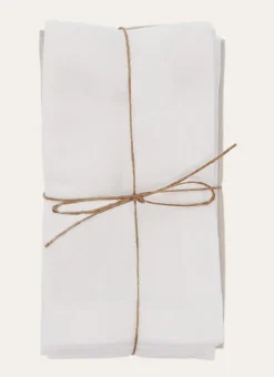 LOT 4 SERVIETTES EN COTON BLANC/BEIGE