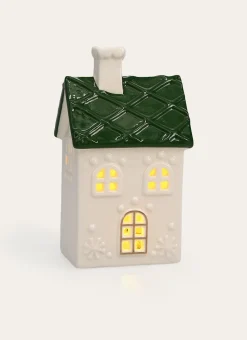 MAISON LUMINEUSE EN PORCELAINE VERT FONCÉ