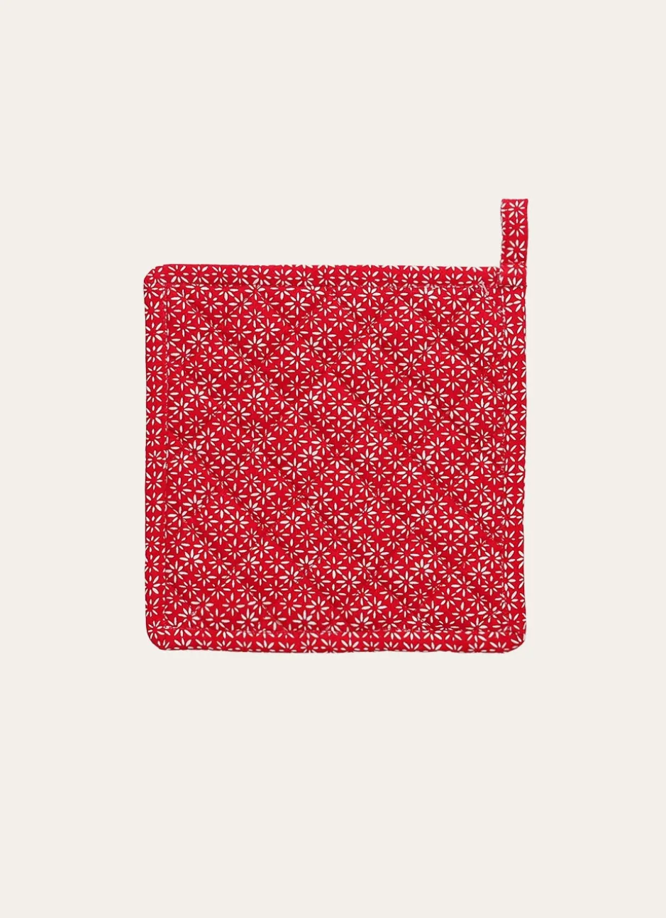 MANIQUE DE CUISINE À MOTIFS GÉOMÉTRIQUES rouge