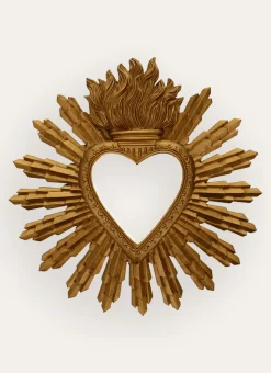 MIROIR COEUR SOLEIL DORÉ