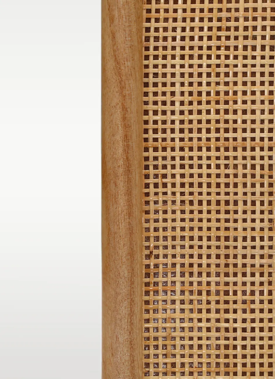 MIROIR EN ROTIN TISSÉ ARRONDI BOIS