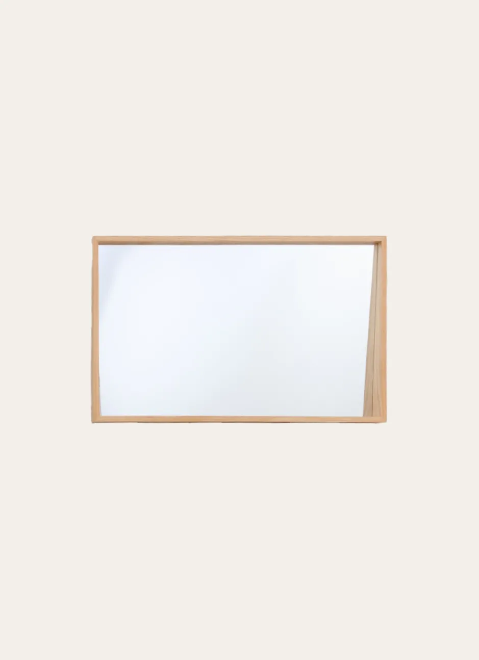 MIROIR HORIZONTAL EN BOIS DE PIN AVEC RANGEMENT NATUREL
