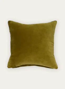 MOYEN COUSSIN EN VELOURS AVEC PASSEPOIL RAYÉ VERT ANIS