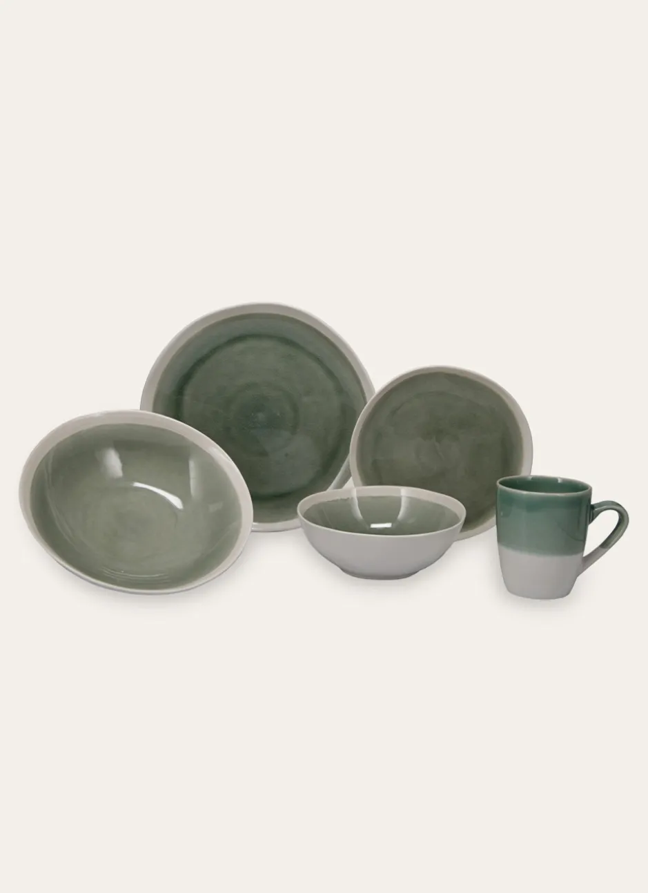 MUG EN GRÈS RÉACTIF VERT DE GRIS