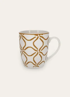 MUG EN PORCELAINE MOTIF ARABESQUE MOUTARDE