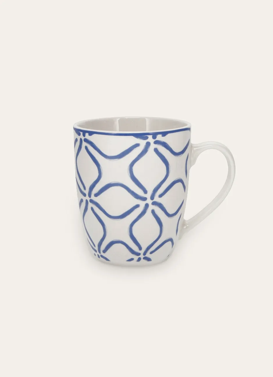 MUG EN PORCELAINE MOTIF ARABESQUE BLEU