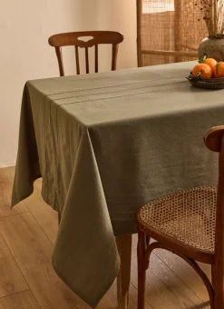 NAPPE BRODÉE AU CENTRE AVEC POINT TON SUR TON KAKI