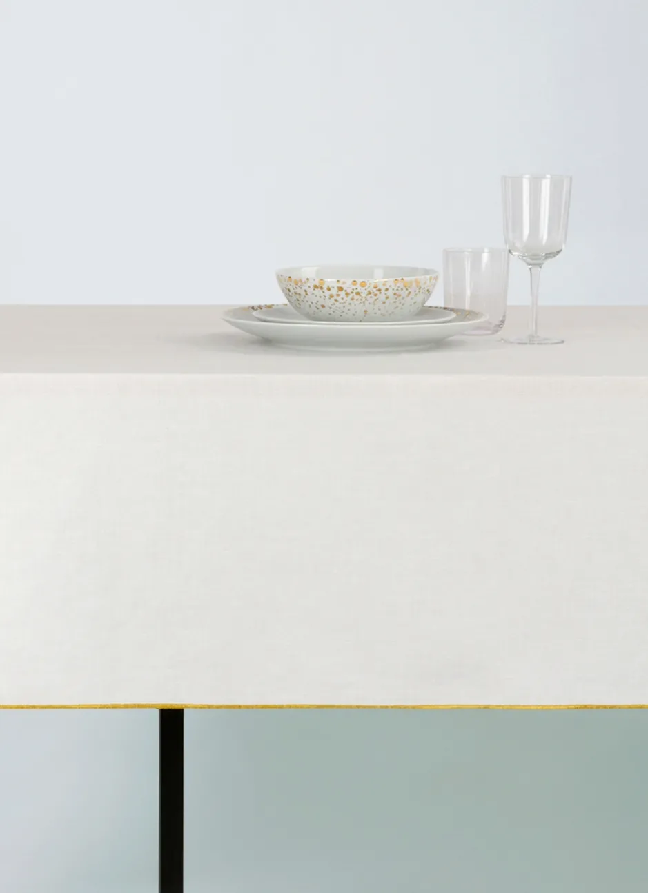 NAPPE COTON ET LIN FINITION BOURDON GRAND FORMAT BLANC/ OR
