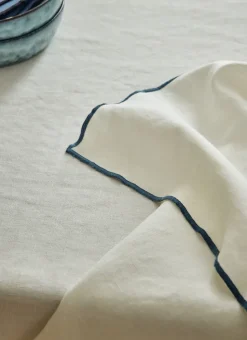 NAPPE COTON LIN FINITION BOURDON LAIT BLEU