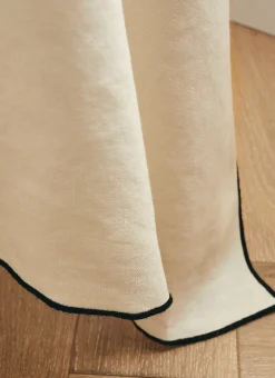 NAPPE COTON LIN FINITION BOURDON LAIT / NOIR