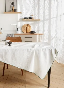 NAPPE COTON LIN FINITION BOURDON LAIT VERT THYM