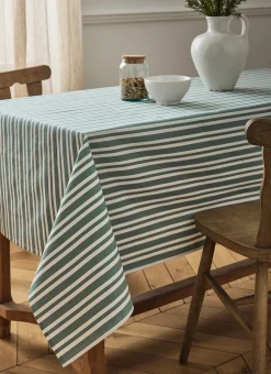 NAPPE EN COTON ENDUITE IMPRIMÉ RAYÉ AMANDE