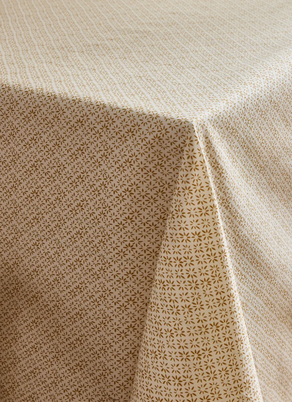 NAPPE EN COTON ENDUIT IMPRIMÉ PETITES FLEURS JAUNE