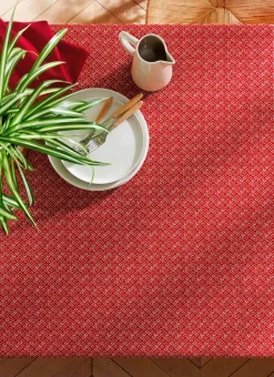 NAPPE EN COTON ENDUIT IMPRIMÉ PETITES FLEURS rouge