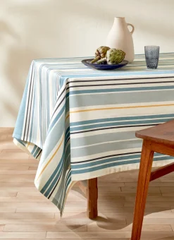 NAPPE EN COTON ENDUIT À RAYURES MULTICOLORES MULTICOLORE/BLEU