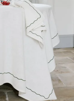 NAPPE EN COTON FLAMMÉ AVEC FINITION BOURDON BLANC CASSÉ