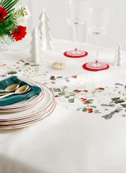 NAPPE EN COTON IMPRIMÉ FEUILLES ET BAIES MULTICOLORE