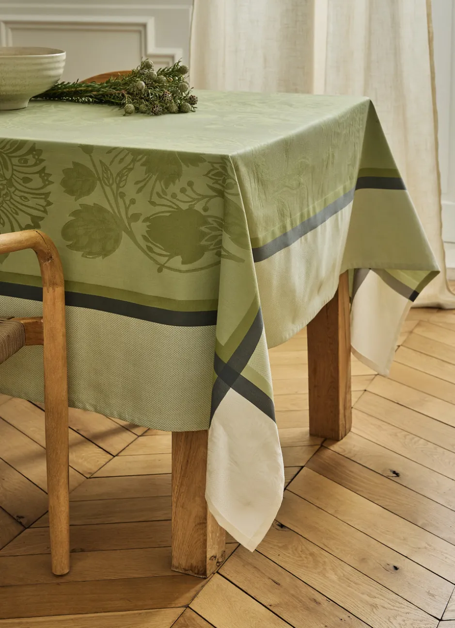 NAPPE EN COTON JACQUARD MOTIF FLORAL INTZ MULTICOLORE VERT