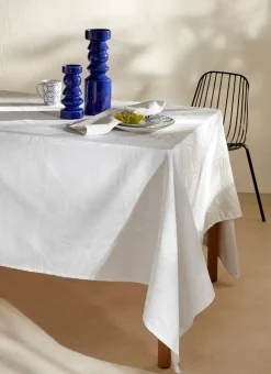 NAPPE EN JACQUARD FEUILLES DE PALME BLANC