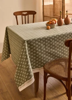 NAPPE IMPRIMÉE AVEC ENCADREMENT À MOTIF vert