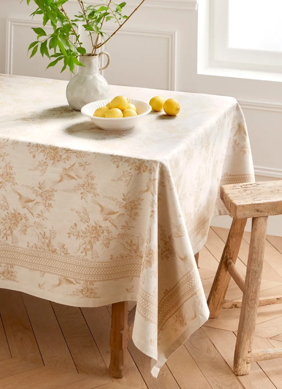 NAPPE JACQUARD EN COTON BEIGE