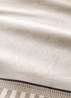 NAPPE JACQUARD EN COTON TISSÉ FIL TEINT BEIGE
