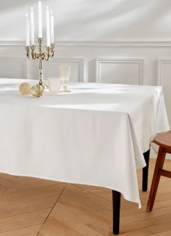 NAPPE PLISSÉE CENTRE DE TABLE AVEC BRODERIES BLANC