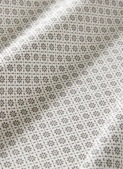 NAPPE RONDE EN COTON ENDUIT MOTIF FANTAISIE BLANC/GRIS