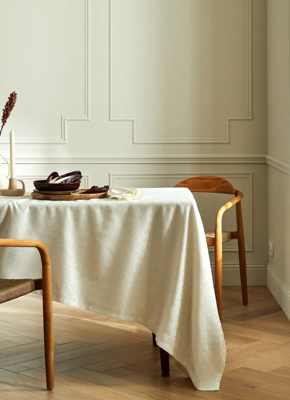 NAPPE WATERPROOF JACQUARD TON SUR TON ÉCRU