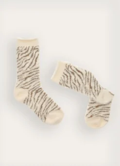 PAIRE DE CHAUSSETTES BICOLORES ZEBRE BEIGE
