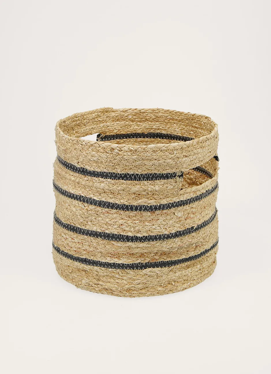 PANIER EN FIBRES DE MAIS NATUREL/NOIR