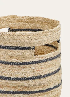 PANIER EN FIBRES DE MAIS NATUREL/NOIR