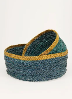 PANIER EN FIBRES DE MAÏS AVEC LISERET CONTRASTÉ BLEU
