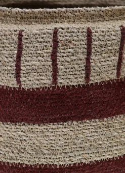 PANIER EN FIBRES NATURELLES NATUREL / BORDEAUX