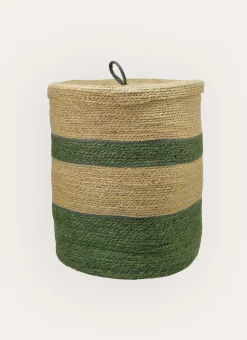 PANIER EN SEAGRASS NATUREL/VERT