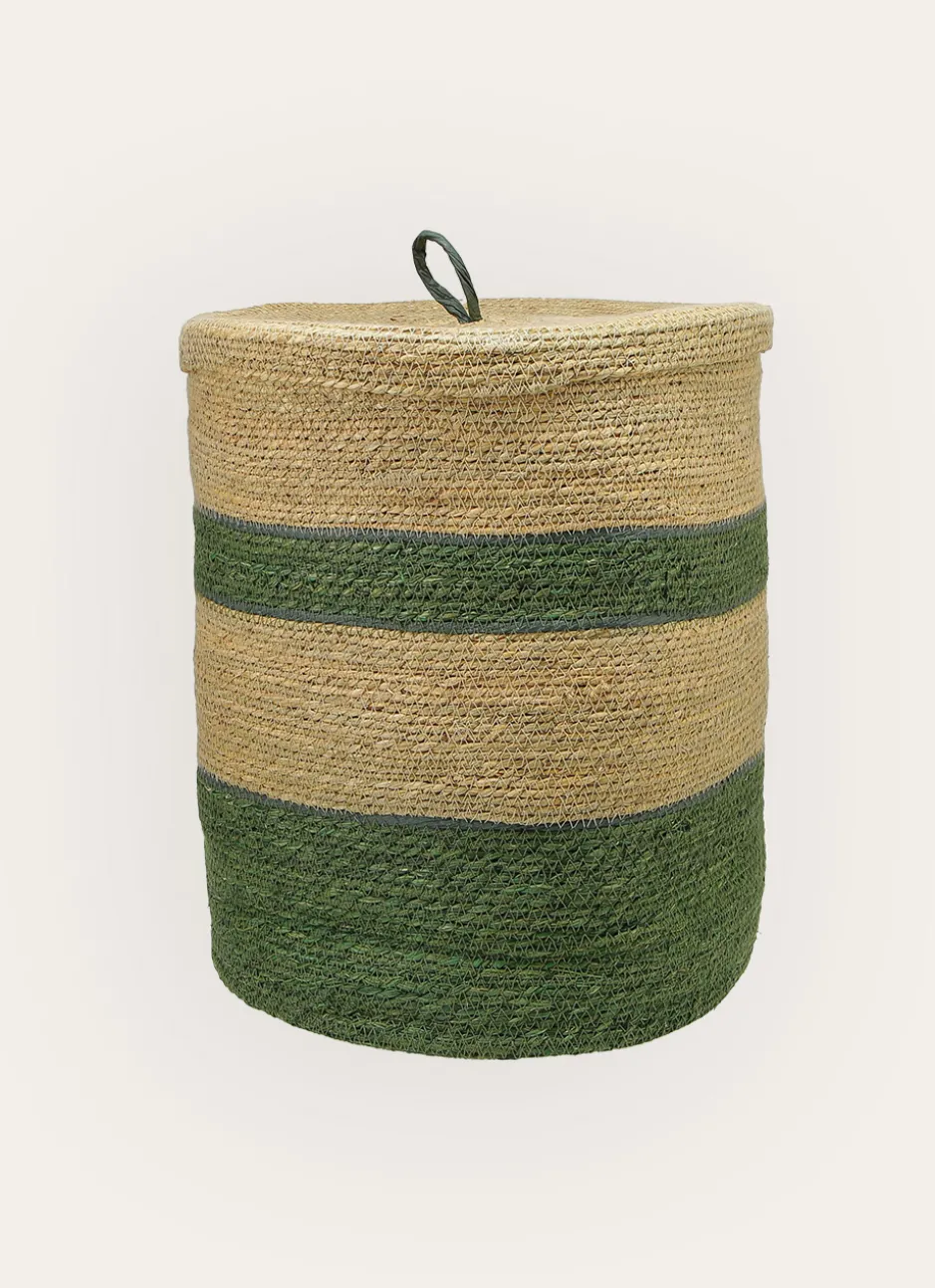 PANIER EN SEAGRASS NATUREL/VERT