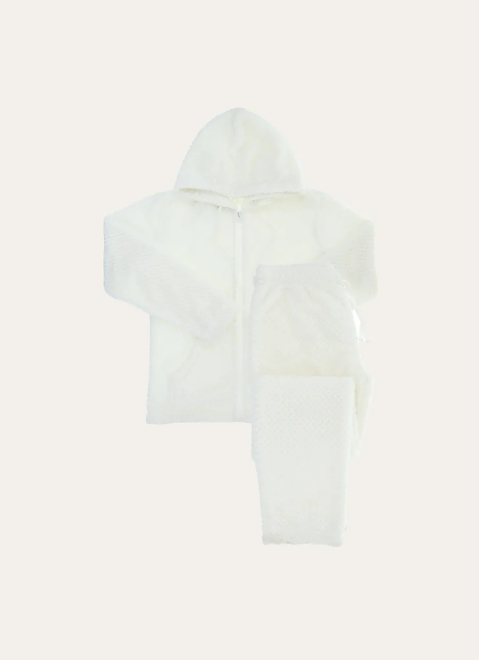 PANTALON DE PYJAMA EN POLAIRE FAÇON MOUTON ÉCRU