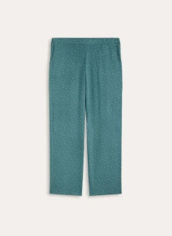 PANTALON DROIT ÉCRU POIS BLEU