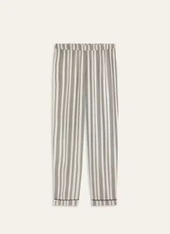 PANTALON DROIT ÉCRU RAYURE NOIRE