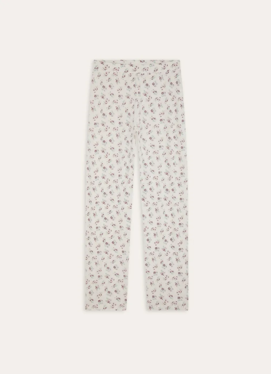 PANTALON EN COTON IMPRIMÉ FLORAL MULTICOLORE