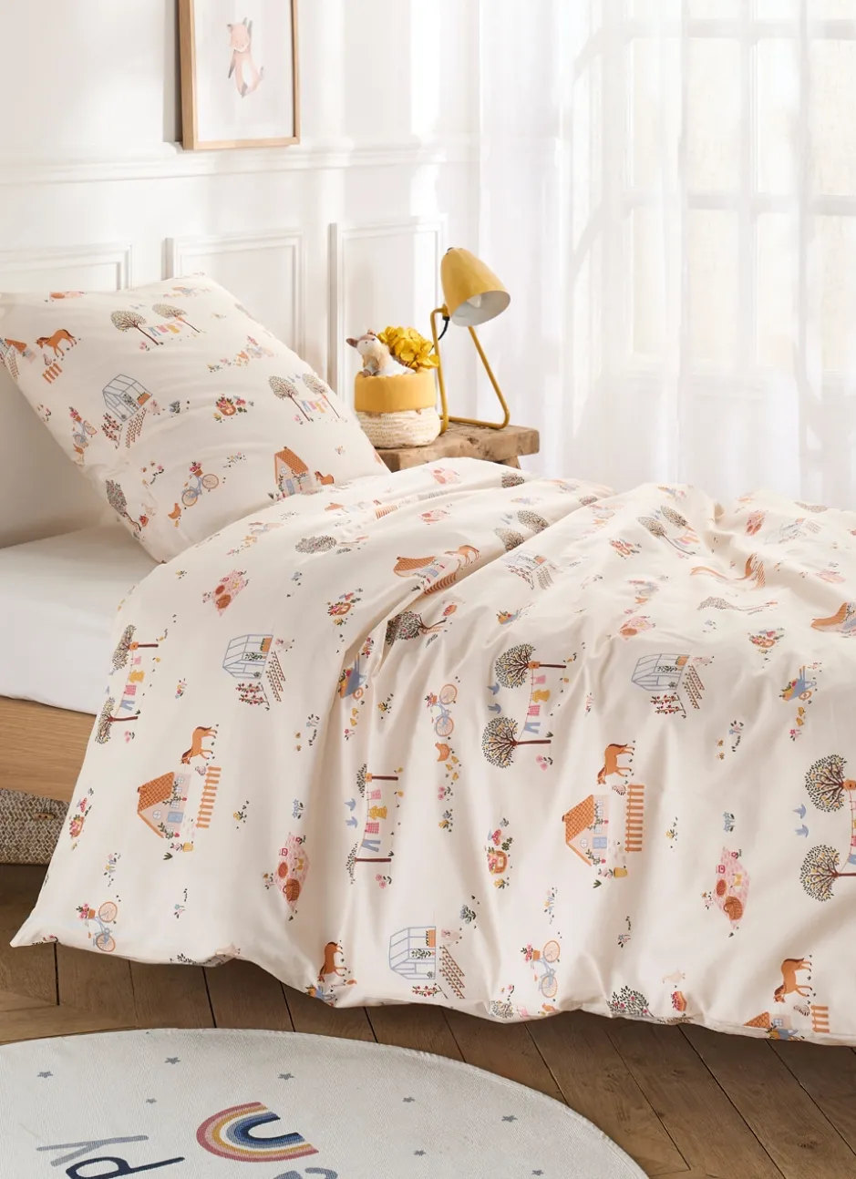 PARURE DE LIT BÉBÉ EN PERCALE DE COTON EGLANTINE MULTICOLORE