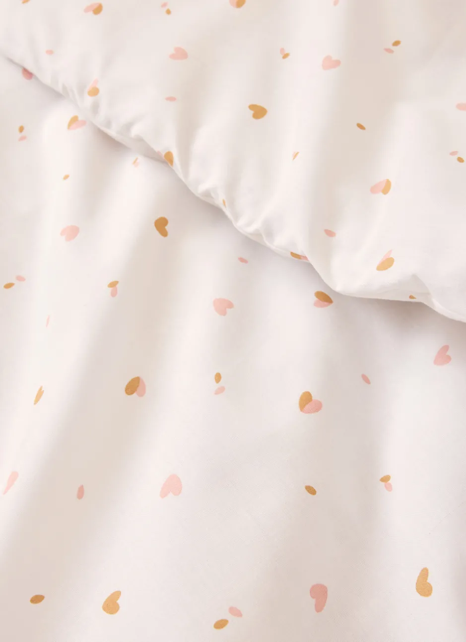 PARURE DE LIT ENFANT EN COTON MOTIF PETITS CŒURS MULTICOLORE