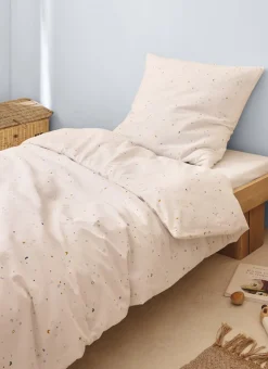 PARURE DE LIT ENFANT EN COTON MOTIF ÉTOILES ÉCRU