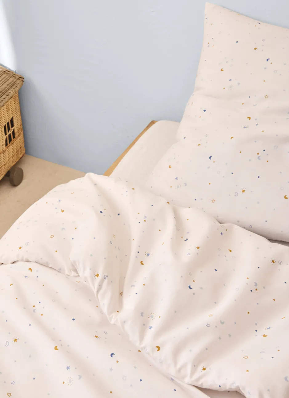 PARURE DE LIT ENFANT EN COTON MOTIF ÉTOILES ÉCRU