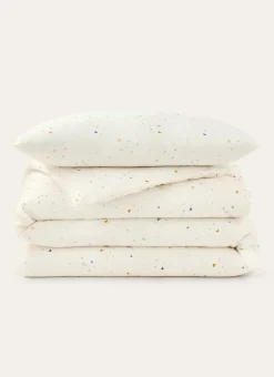 PARURE DE LIT ENFANT EN COTON MOTIF ÉTOILES ÉCRU