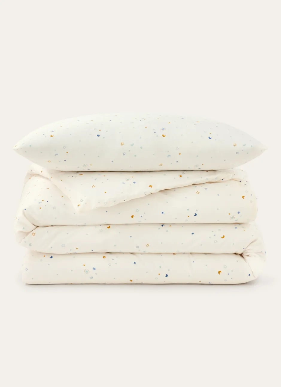 PARURE DE LIT ENFANT EN COTON MOTIF ÉTOILES ÉCRU